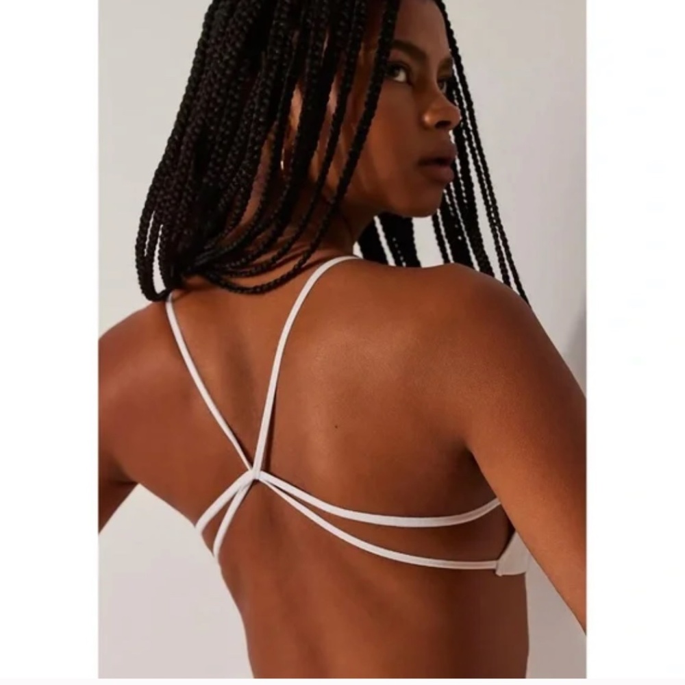 Free People Intimately You White Ribbed Strappy Bra Top XS/S